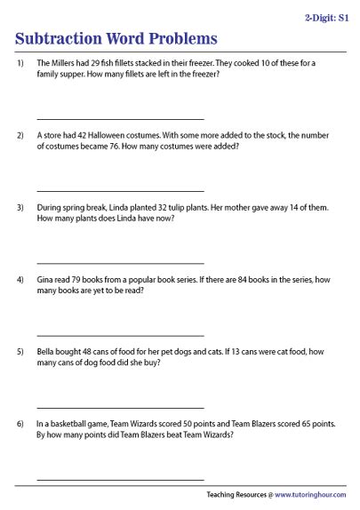 2 digit subtraction word problems|2.